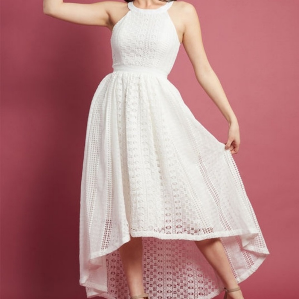 Modcloth Harmonious Ceremony Lace High Low Dress S